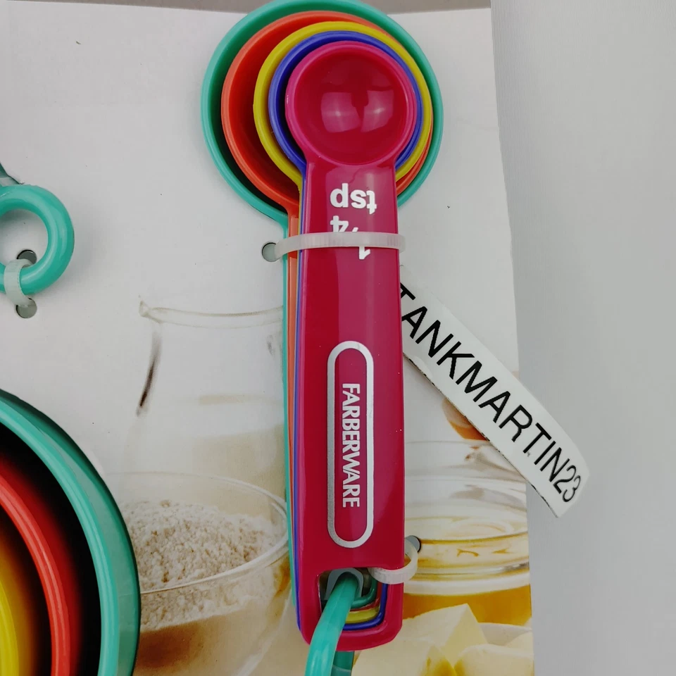 Set 9 Farberware Professional Measuring Spoons & Cups Nesting Rainbow Colorful - Image 4 of 4