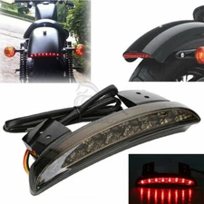 Motorcycle Black Brake Tail Light LED License Plate For Harley Bobber Cafe Racer