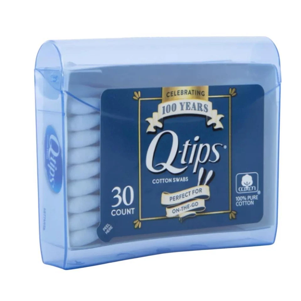 (Lote de 36) Q-Tips 100 % algodón hisopos tamaño viaje estuche paquete de 30 unidades (1080-total) Foto 3 de 4