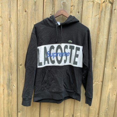 Lacoste X Supreme Logo Panel Hoodie Black Medium | eBay