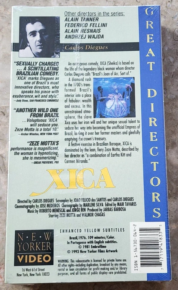 Xica (VHS) 1993 DRAMA (Portuguese Audio / ENGLISH Subtitles) - SEALED - RARE OOP - Image 2 of 4