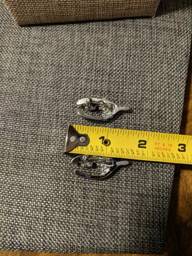 Vintage Set of 2 Wishbone Duet Pins Silver Tone Pale Blue Rhinestones - Picture 4 of 4