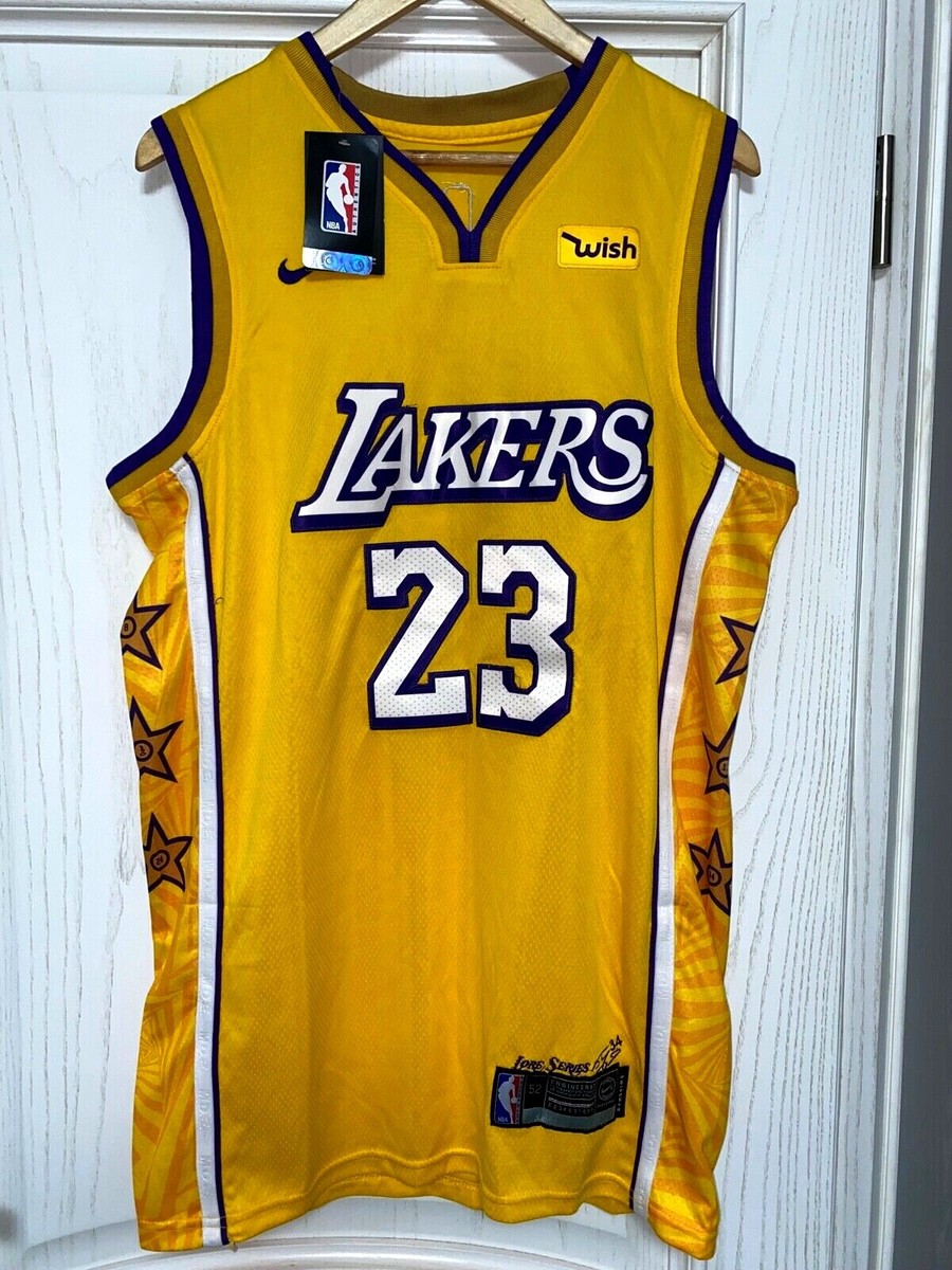 BNWT LOS ANGELES NBA LAKERS YELLOW #23 LEBRON JAMES NIKE SHIRT
