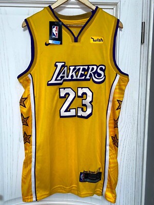 BNWT LOS ANGELES NBA LAKERS YELLOW #23 LEBRON JAMES NIKE SHIRT