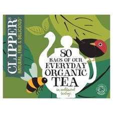 Clipper Organic Tea Everyday Black 80 Tea Bags 232g Fairtrade Natural 0.11 per strip