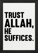 Trust Allah Quote Framed Wall Art Poster Canvas Print Picture