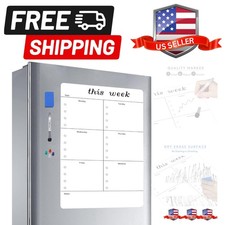 17 x 12 Inch Weekly Dry Erase Board for Refrigerator, Magnetic Fridge Whitebo...