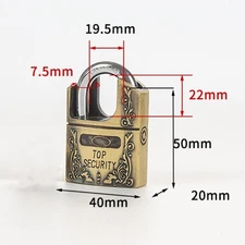 40mm Retro Top Security Anti-cutting Atomic Lock Door Padlock Heavy Duty W 3 Key