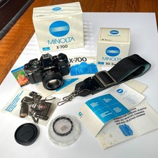 Minolta X-700 35mm Film Camera MD 50mm f2 Lens Original Boxes Paperwork extras