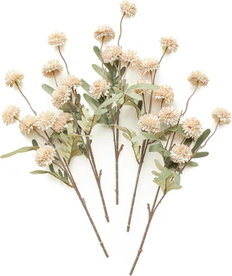 5 Piezas Beige Imitación Seda Mamás Flores Artificiales, Granel Falso Pequeño Mini Crisantemo - Imagen 1 de 4