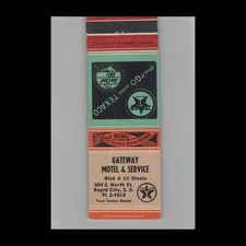 Matchbook Cover Gateway Motel & Texaco Gas Station Rapid City SD