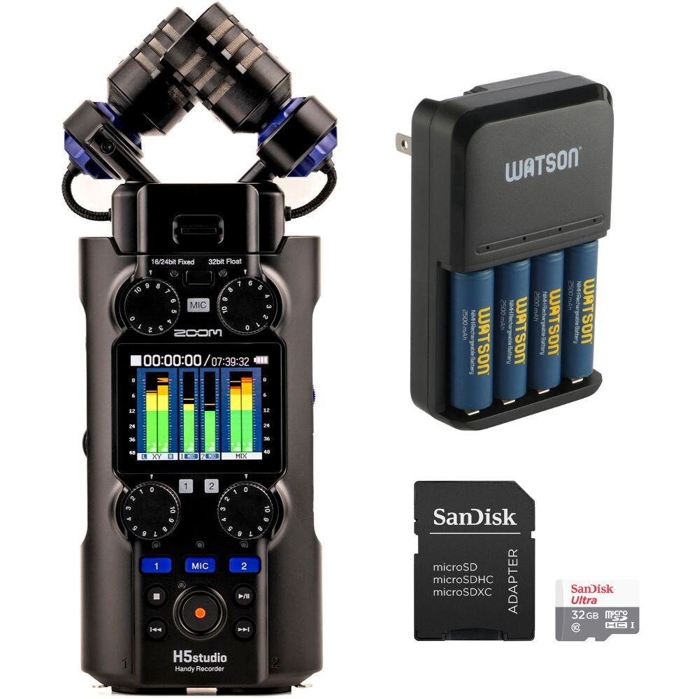 Zoom H5studio 4-Track Recorder Bundle with Charger Batteries - 32GB Card 58790₽