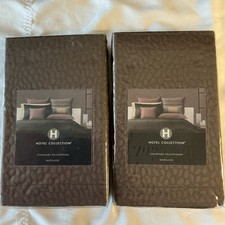 Pair Of Hotel Collection Standard Pillow-shams Matelasse Brown Skylight NEW