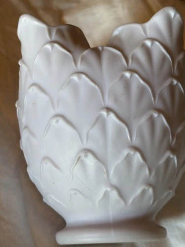 1 Vintage Imperial Milk Glass Artichoke Vase Candle Gray Doeskin Pre 1972
