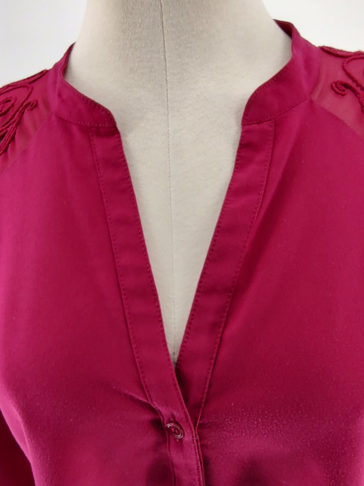 Grace Elements Burgundy Red Button Front Blouse S… - image 9