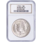 1921 P Peace Silver Dollar NGC MS-65