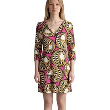 J Crew Tunic Dress Womens XS Pink Tropical Print Cotton Shift 3/4 Sleeve