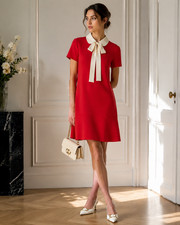 New RED VALENTINO Round Neck Romantic Summer Mini Dress - Red - S - £469