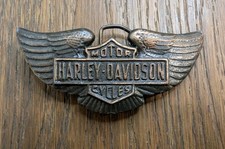 Vintage Harley Davidson Motorcycles Eagle Wings Solid Brass Belt Buckle