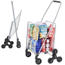 Grocery Shopping Cart, 45L Stair Climbing Shopping Cart with 360  Rolling Swive