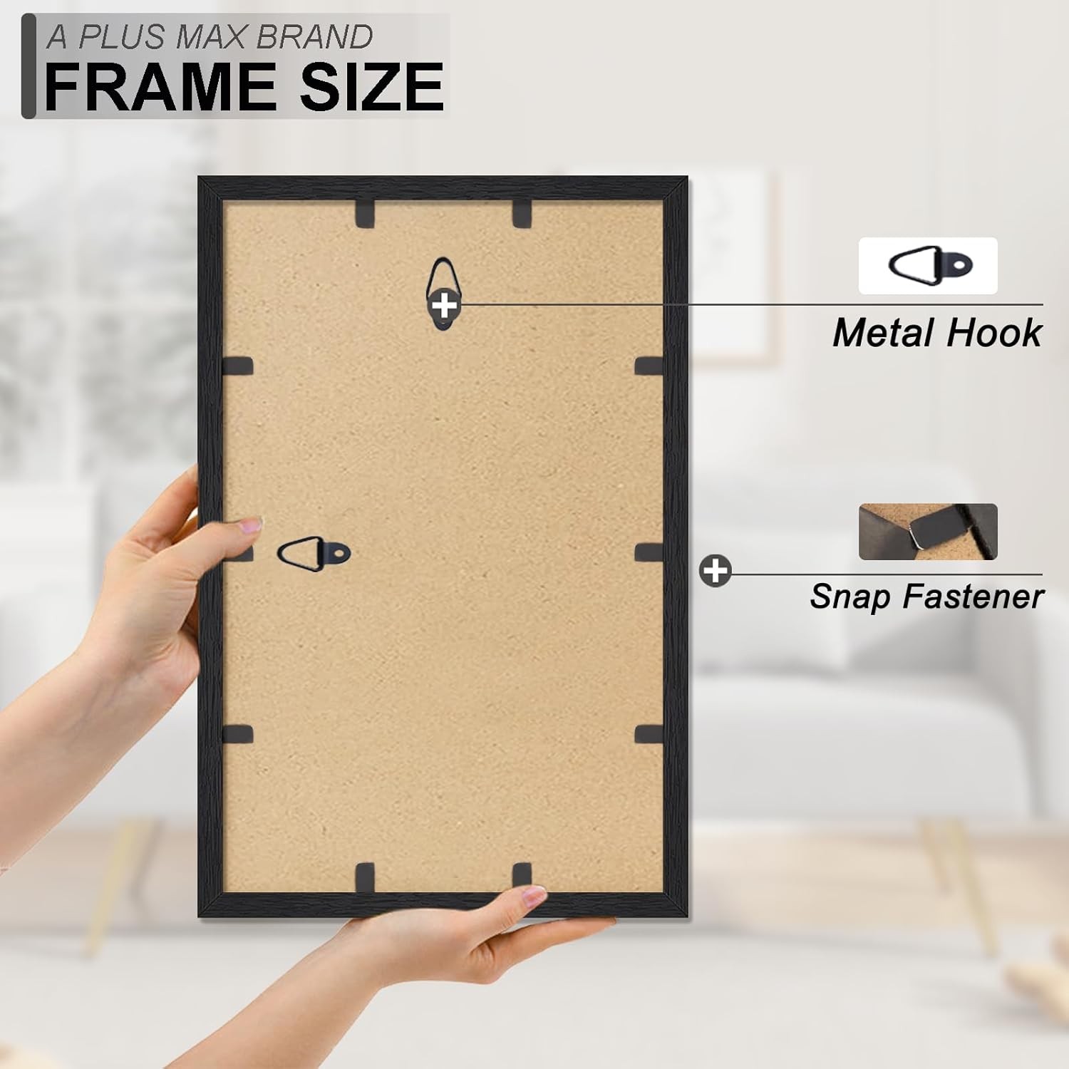 A PLUS MAX 11x17 Picture Frame, Black Engineered Wood Frame for 11x17, 