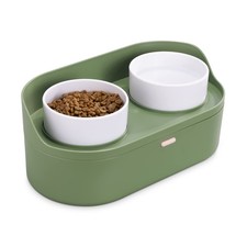 Pet Feeding Station w/ 2 Bowls Elevated Dog Bowls Food Storage Raised Stand