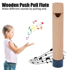 Wooden Slide Whistle Push Pull Voice Change Flute Instrument Toy Blue Handle