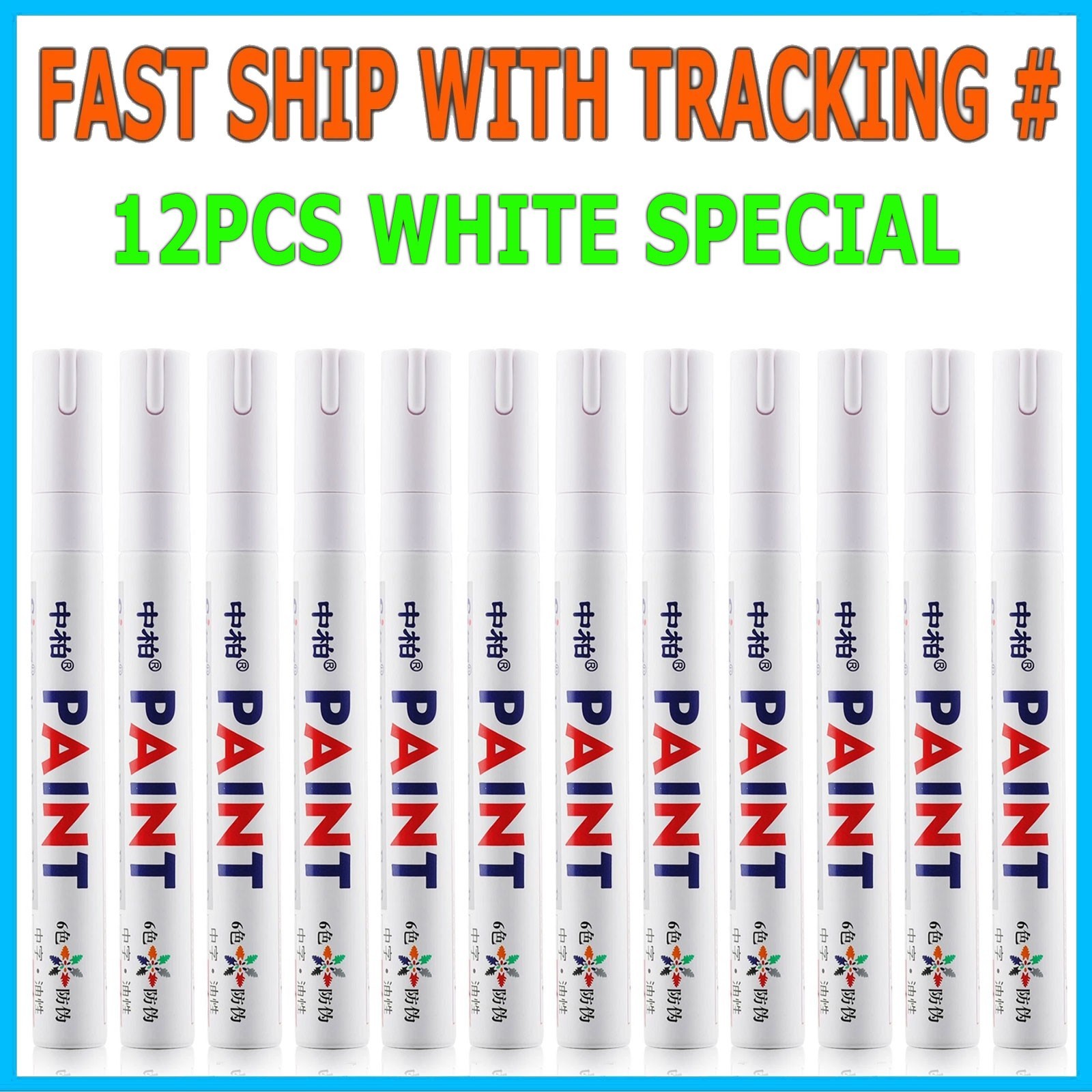 12Pcs Waterproof Permanent Paint Marker Pen For Car Tyre Tire Tread Rubber Metal