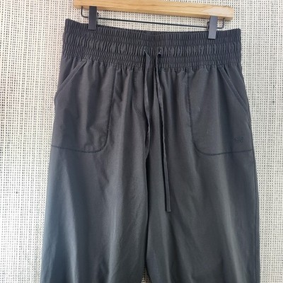 Albion Jogger Pants Womens Large Black Nylon Stretch Elastic Waist Ankle Cuffs