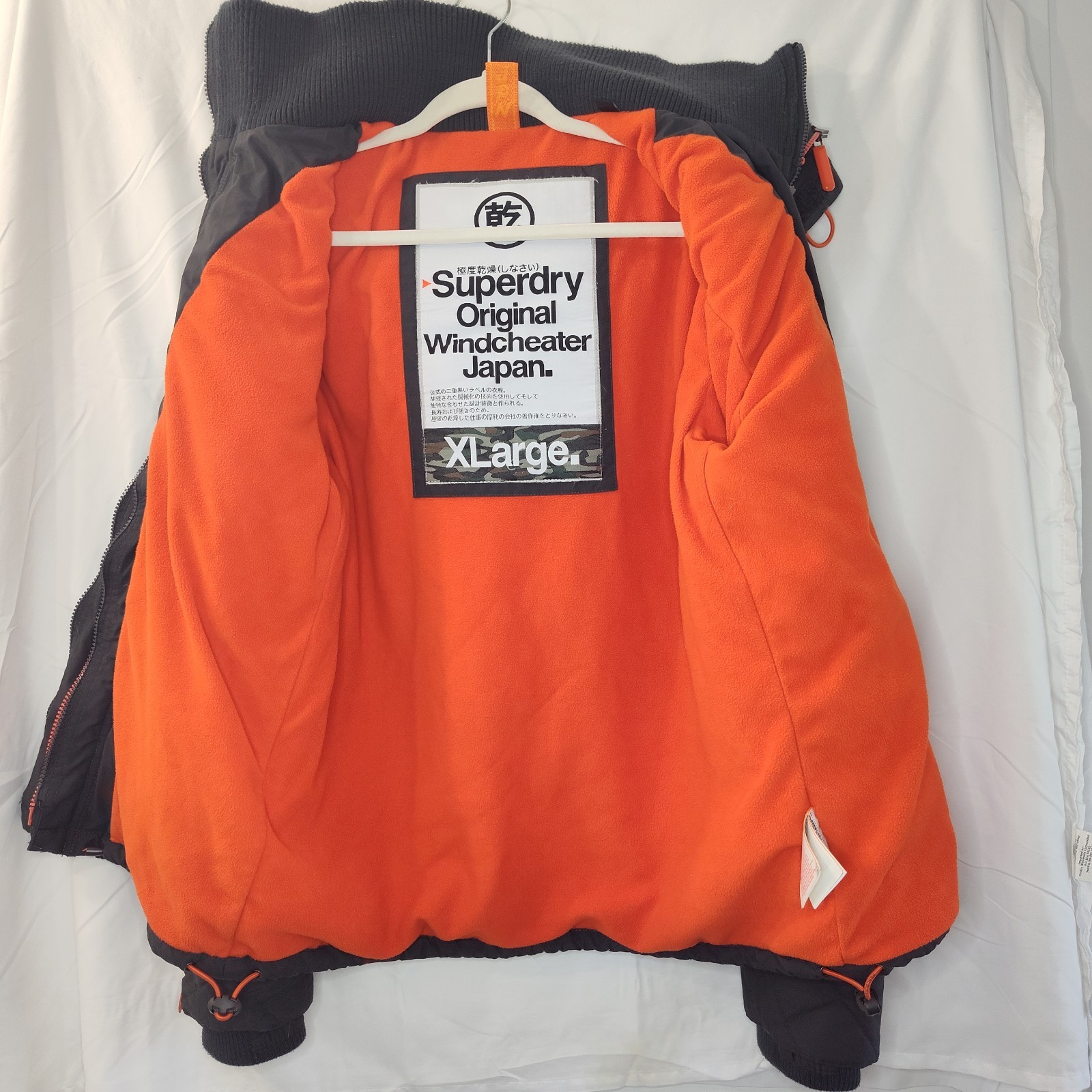 SUPERDRY Original Windcheater Japan Coat Jacket XLarge Orange Dark Gray Quilted