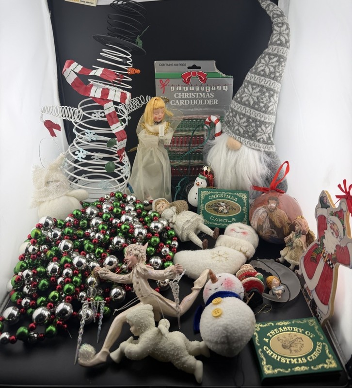 Vintage Estate Find Christmas Ornaments Misc Xmas Items Snowman Santa Angel