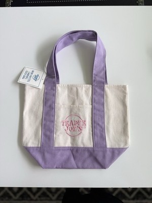 New With Tag Trader Joe's Mini Pastel Canvas Tote Rare Collection  Lavender