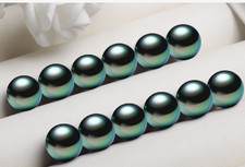 Pair of 12mm South Sea Genuine Green Ish Round Loose Pearl Undrilled AAA