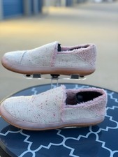 TOMS Alpargata Pink Confetti Tweed Faux Fur Lined Slippers Women's Size 8