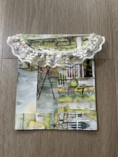 Handmade Upcycled Paper Envelope Embellished with Lace Journal Decor 