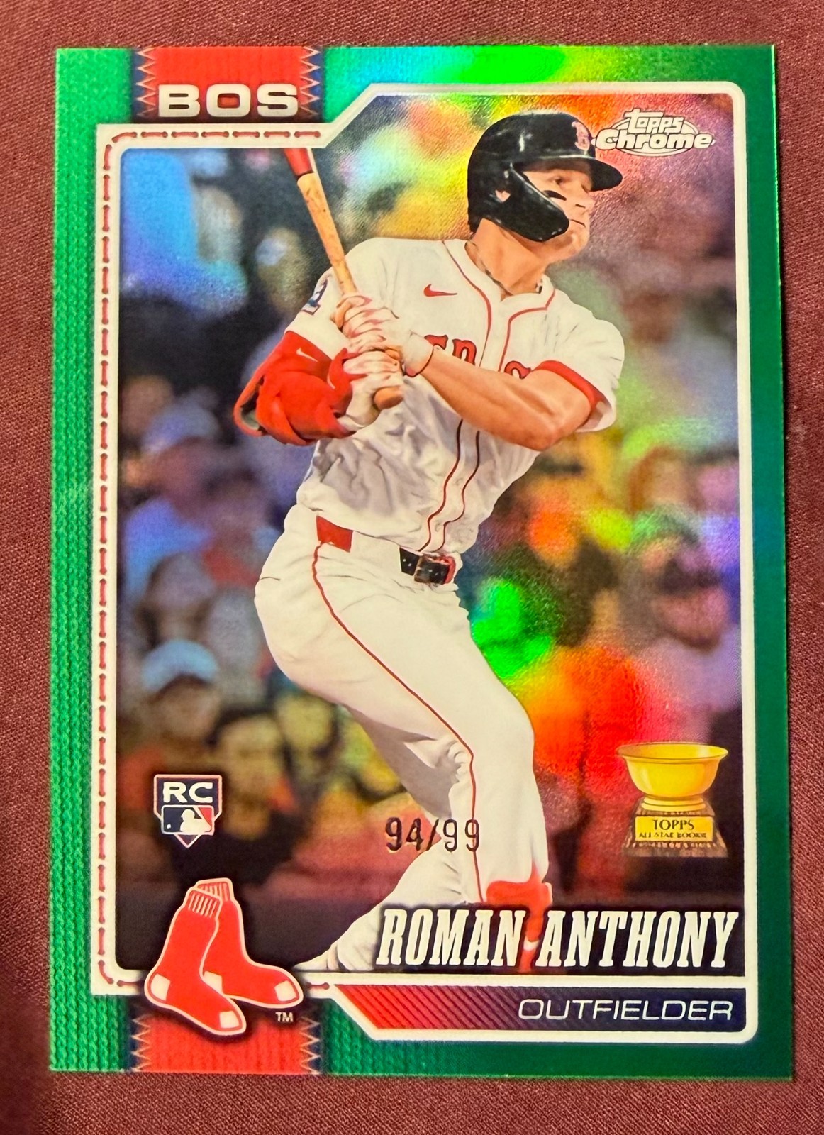 2026 Topps Chrome Roman Anthony RC #225 True Green Refractor 94/99 Red Sox