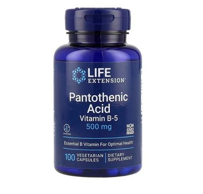 Life Extension, Pantothenic Acid, Vitamin B-5, 500 mg, 100 Vegetarian Capsules
