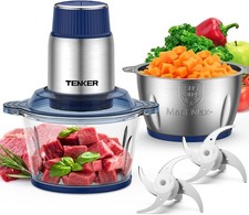 TENKER Food Processor with 2 Bowls (2L+2L), Electric Food Chopper with 2 Sets of