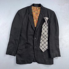 1950s 1960s VTG Mens Suit 36R Jacket Coat Black Union Wool Rockabilly Blazer