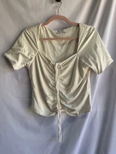 Love, Whit by Whitney Port White Tie Neck Top Size M