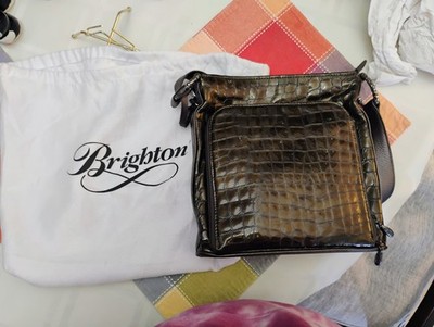 BRIGHTON CHER COLL. CHERIE PEWTER GREY PATENT LEATHER SHOULDER HANDBAG NWT $265