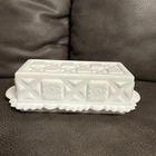 Vintage Westmorland White Milk Glass Butter Dish Quilt Pattern