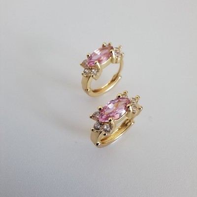 Gold-Plated Brass Earrings with pink zircons