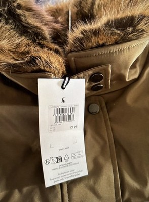 JOULES WILCOTE  Waterproof Long Line Padded Raincoat UK16 RRP£199 Tan Brown