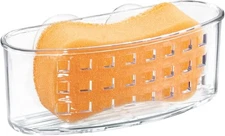 iDesign Plastic Sponge Holder Suction Cups Ideal for Kitchen Sinks and Bathroom