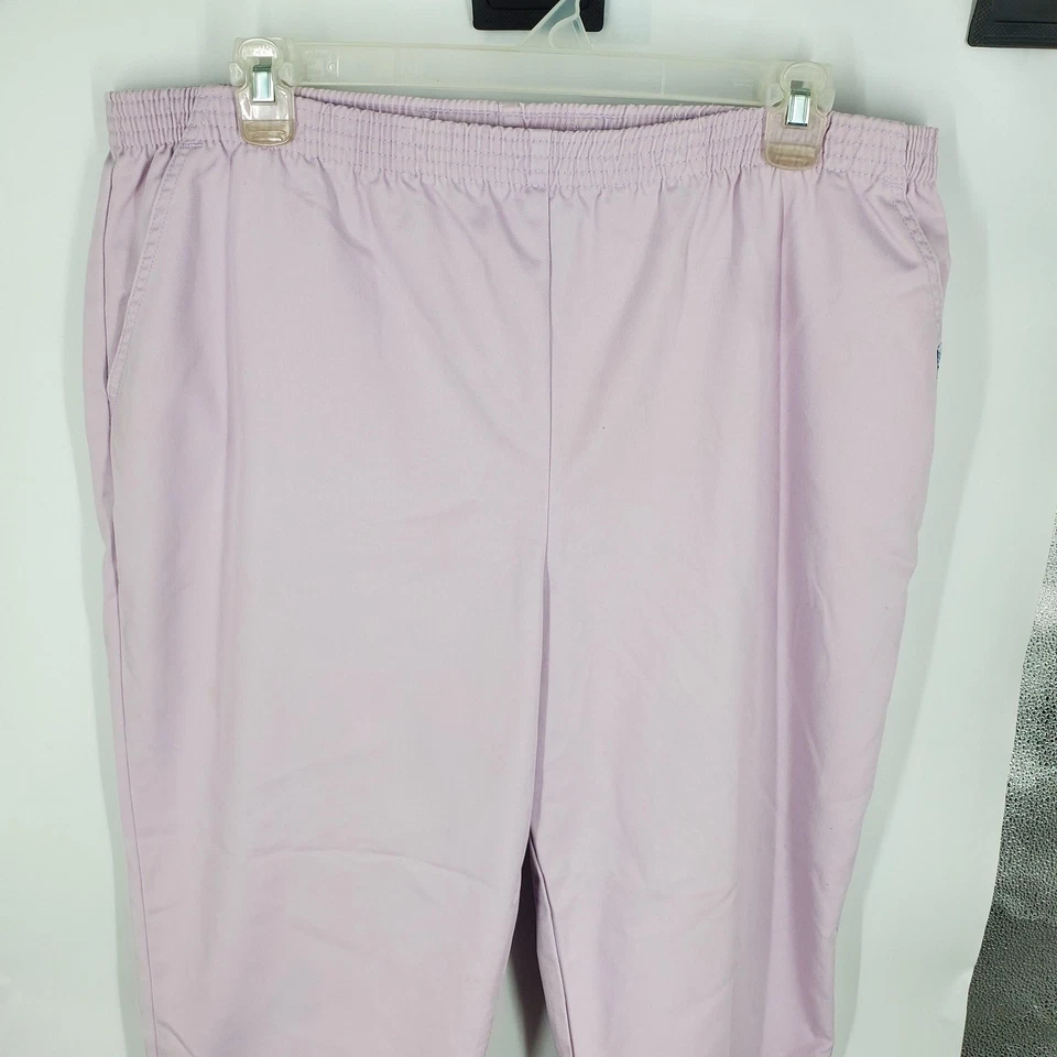 Pantalones Chic Para Mujer 22W Pequeño Lavanda Púrpura Tirar Cintura Elástica Algodón Informal Foto 4 de 4