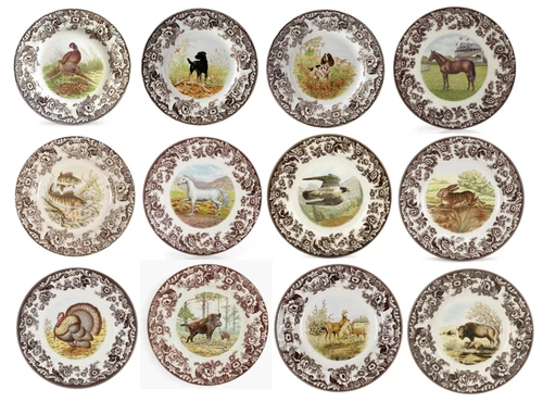 Spode woodland set of 12 X dinner plates- 12  x unique-----3762-----