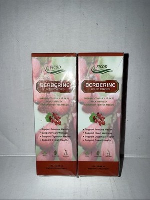 2x Berberine Liquid Drops Milk Thistle + Cinnamon + Bitter Melon 2 Fl Oz