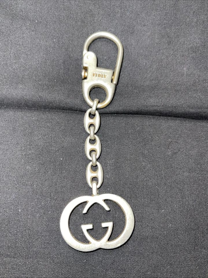 GUCCI Enclavamiento G Tono Plata Llavero Llavero Bolso Dije LEER PLZ Foto 4 de 4