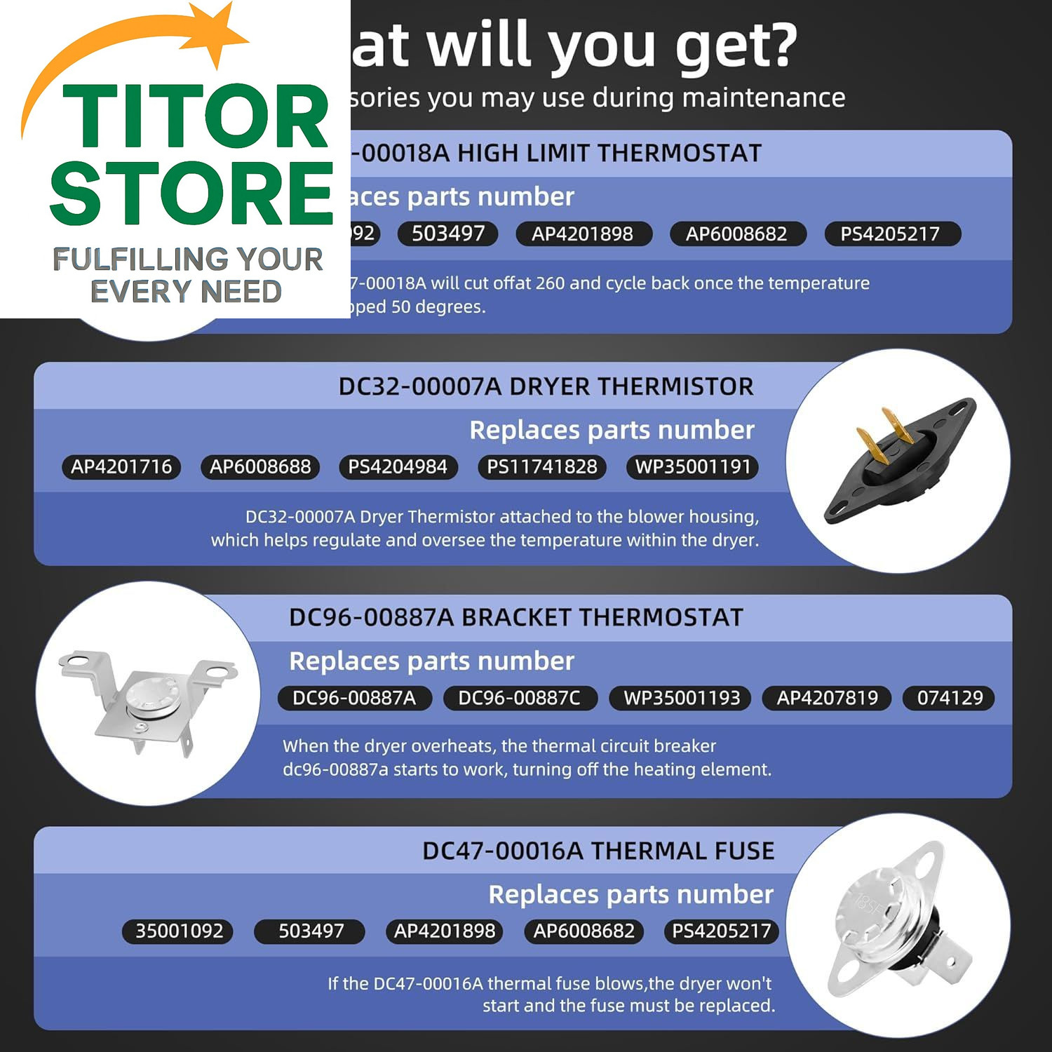 【Upgraded】DC47-00019A Dryer Heating Element for Samsung DV45H7000EW/A2... 